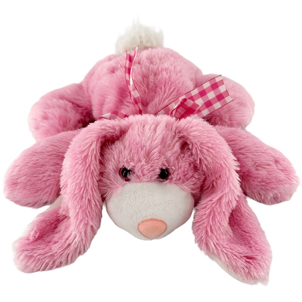 Kids Of America Corp Pink Plush Bunny Toy Gingham Ribbon White Tail Easter 12" a